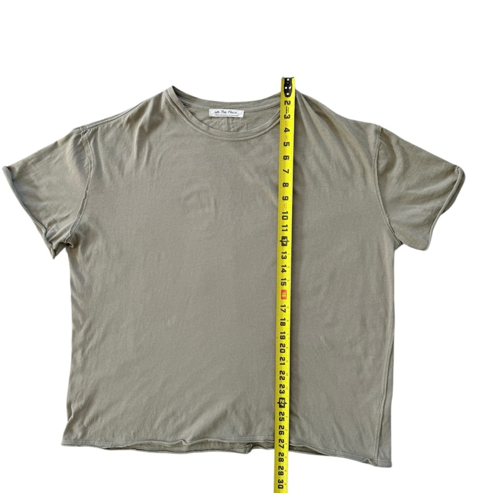 We The Free Oversized Tee Short Sleeve Khaki Green Womens M Rolled Hem Boho - Picture 10 of 10